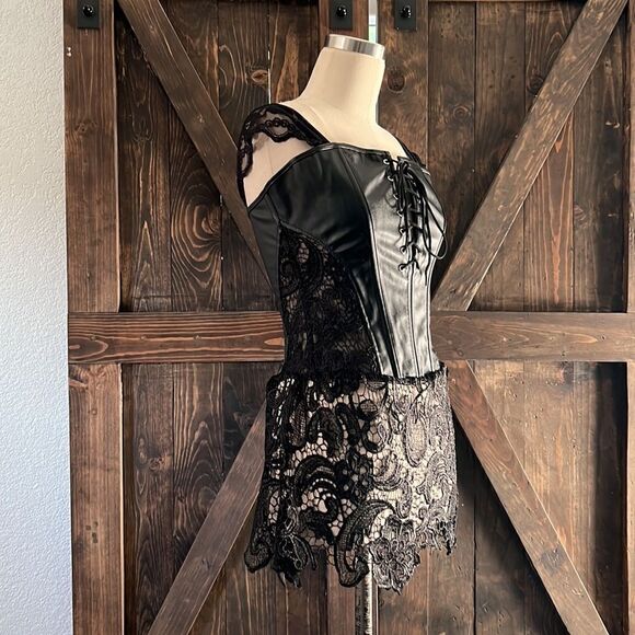 NWT Wechery faux Leather Sweetheart Steampunk Gothic Corset Bustier Lace… - Picture 6 of 16